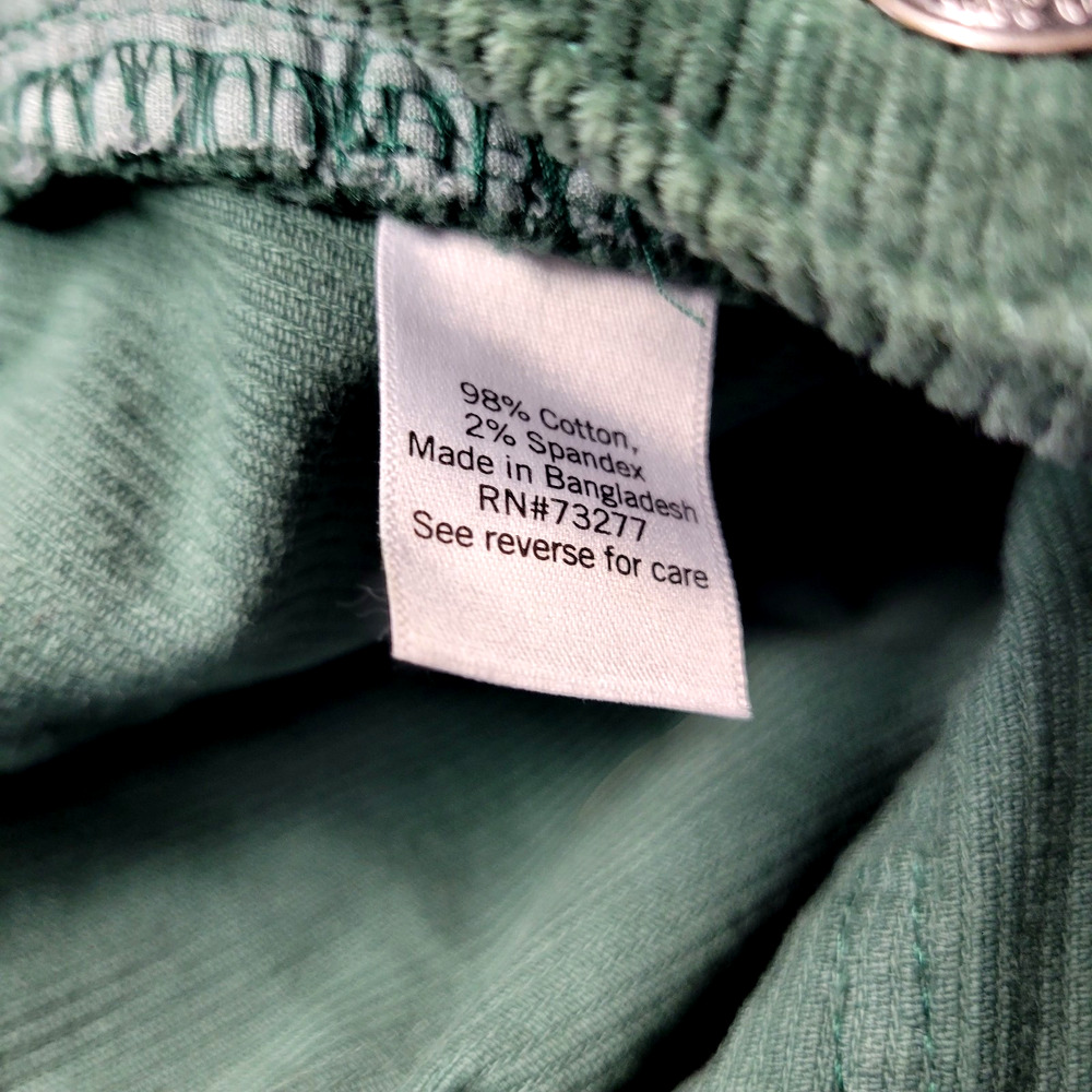 So Corduroy Mini Skirt Womens 7/28W Green Raw Hem Frayed Pockets Stretches - Picture 8 of 11